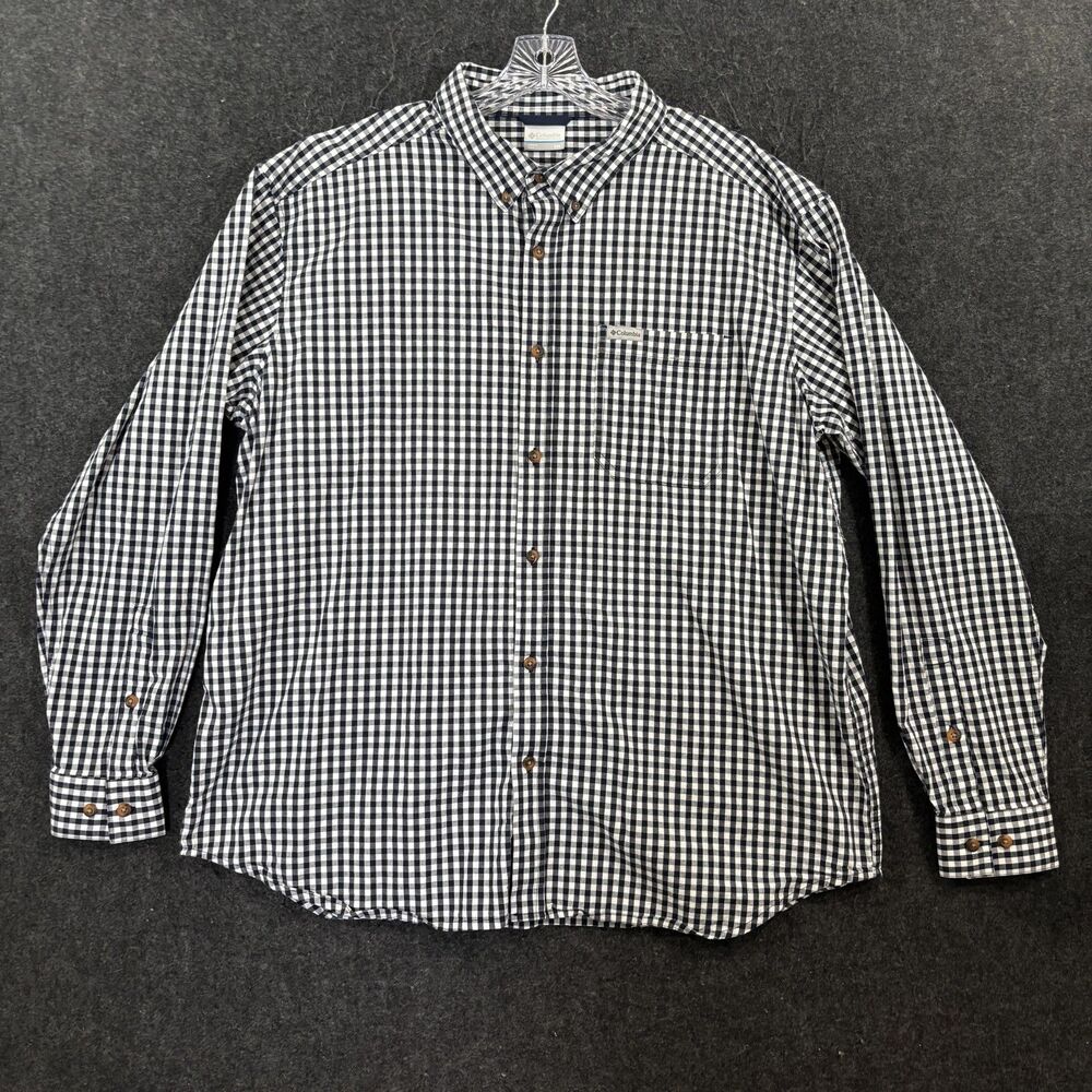 Columbia Rapid Rivers II Shirt Men's XXL Blue Check Stretch Button Down Pocket